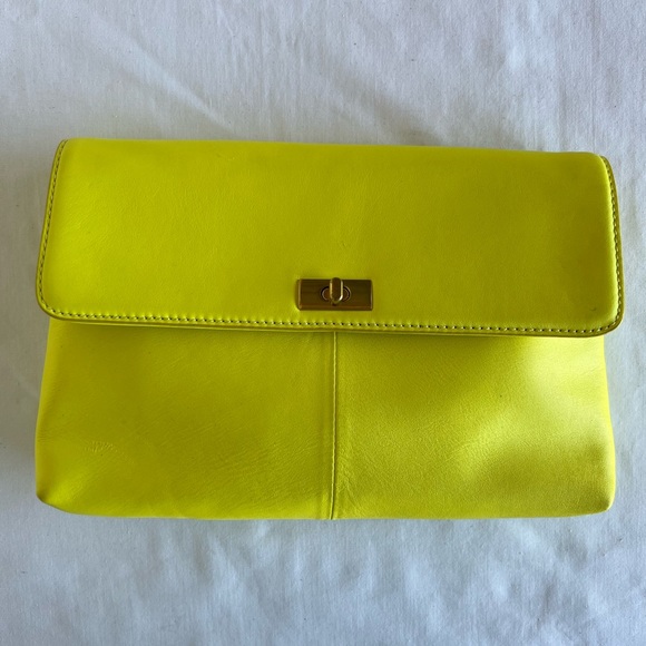 J. Crew Bags J Crew Vero Neon Yellow Chartreuse Gold Clasp Clutch Purse Bag Y2k Poshmark